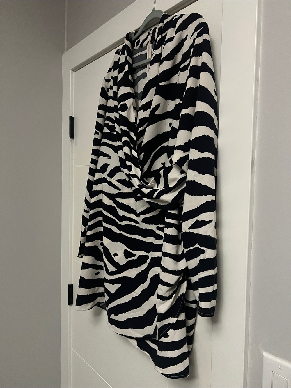 Black & White Zebra Print Draped Blouse